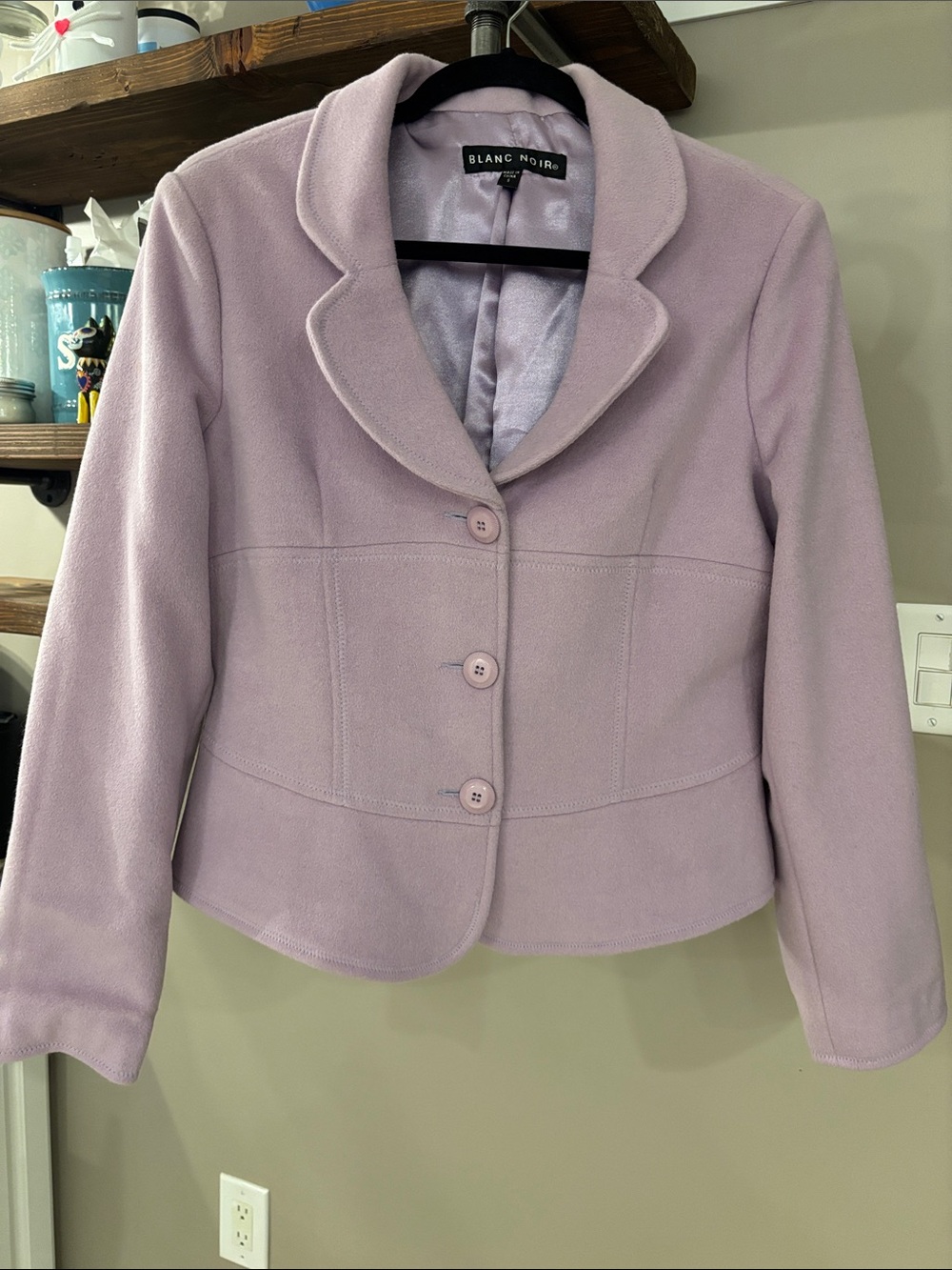 blanc noir Lavender Wool & Angora Tailored Blazer Jacket | Size Small